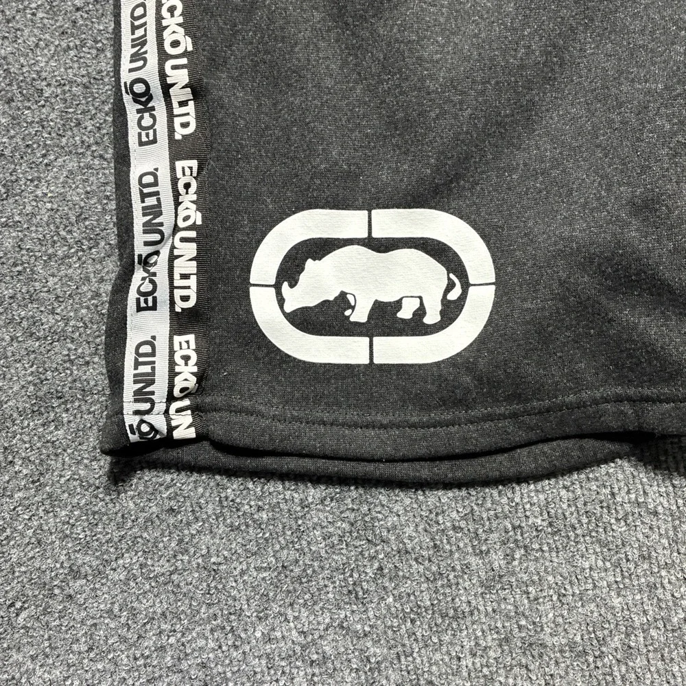 Ecko Unltd Fleece Sweat Shorts Men's S Black White Graphic Logo Streetwear